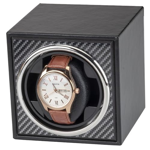 HCZKIUJY Caja de Reloj automática de Madera con Mecanismo de Cuerda automática para un Solo Reloj, Caja de Almacenamiento de Relojes con Motor silencioso, Almohadas de Espuma viscoelástica