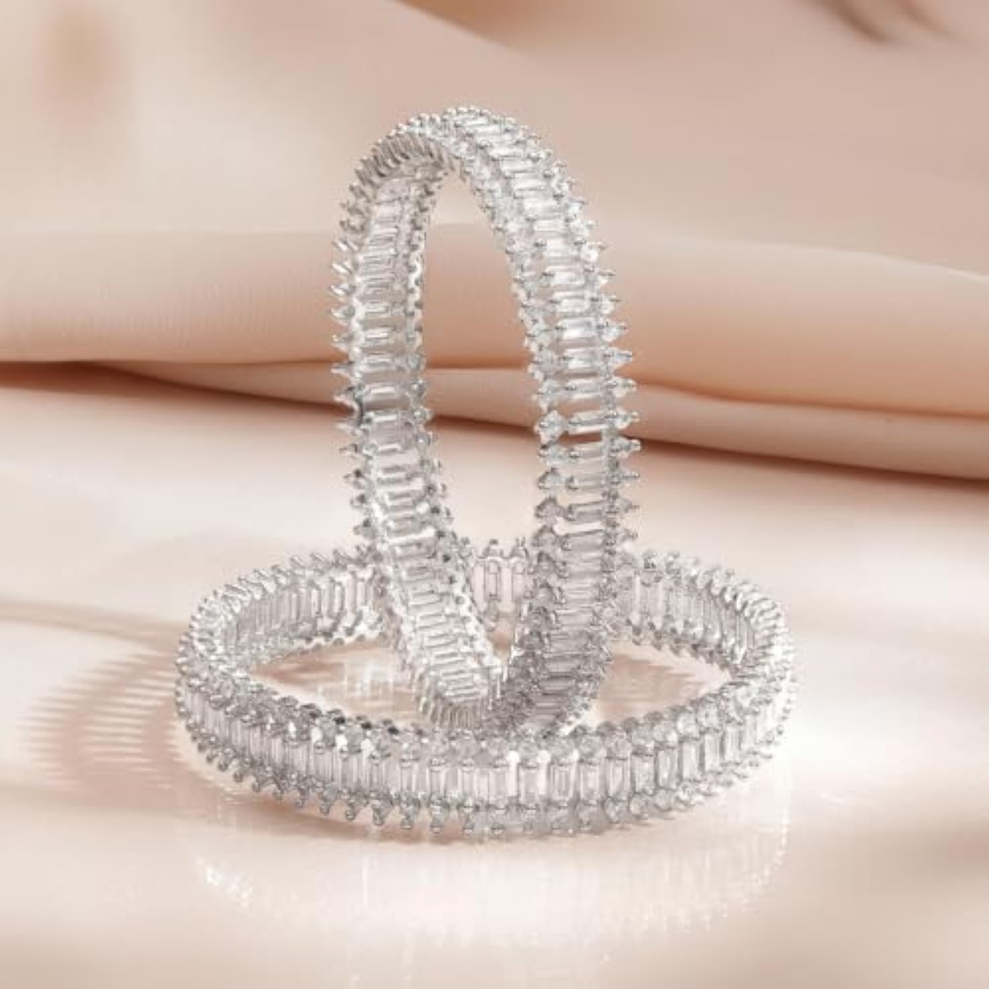 Zircon Baguette Statement Wedding Bangles Set