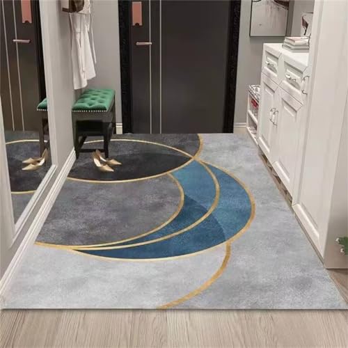 Tapis couloir moderne gris et bleu lavable format 200x250 - 2
