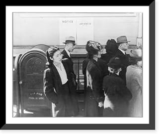 Historic Framed Print, San Francisco, Calif., Apr. 1942 - residents of Japanese ancestry registering for evacuation and housing, later, in War relocation authority centers for duration of the war, 17-7/8" x 21-7/8"