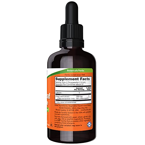 Now Supplements, Olive Leaf Glycerite Liquid, 18% Oleuropein, Dropper Included, Free Radical Scavenger*, 2-Ounce #TOP1