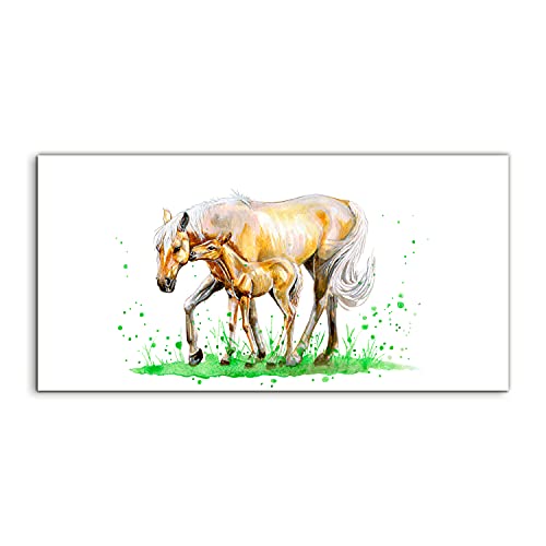 Image sur verre 100x50cm de cheval aux aquarelles pour decoration de salon