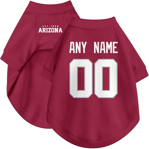 Image of Arizona Dog Clothes Jersey Style Personalized Pet T Shirt with Custom Name Number for Small Medium Large Dogs