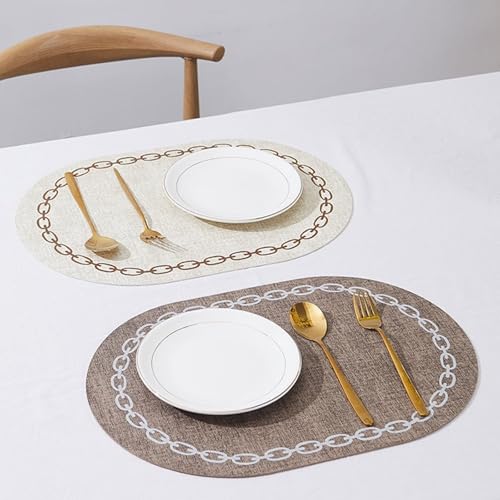 Set de table motif chaîne café 30x44 cm lot de 2 grand format cuisine - 3