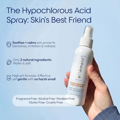Image of e11ement Hypochlorous Acid Spray for Skin, HOCl Facial Mist & Body Spray, Skin Cleanser for Face, Acne Prone & Sensitive Skin, Fragrance Free, All Skin Types & All Ages (4 oz)