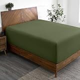Picture of Bare Home Full Extra Long Fitted Sheet - Extra Deep Pocket Fitted Sheet - Premium 1800 Microfiber - Ultra-Soft Wrinkle Free - Full XL Deep Pocket Bottom Sheets (Full XL - 11" to 22" Pocket, Cypress)