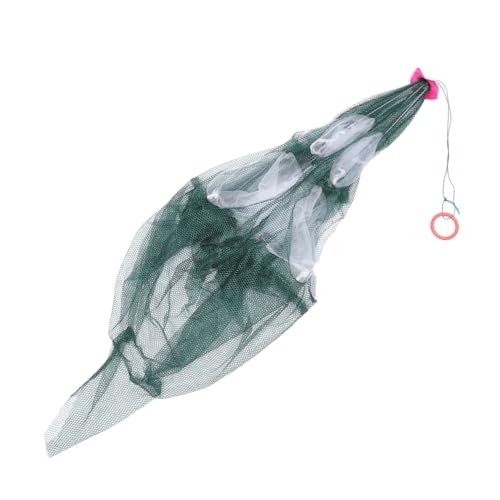 healvian 折りたたみ式餌入れ付きメッシュ捕獲網 軽量ポータブル釣り用ランディングネット エビ カニ ロブスター ザリガニ用折畳み式魚捕り