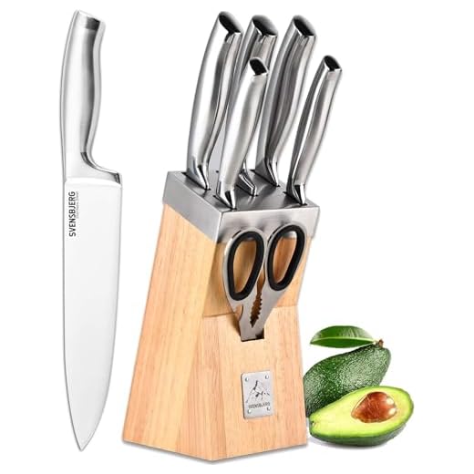 Svensbjerg Messer-Set, 5-tlg, Küchenmesserset, Kochmesser-Set, Chef-Messer, Scharfe Edelstahlmesser | Küche, Obst, Gemüse, Fleisch | SB-KS101 (Küchenmesser- / Messerblockset SB-MB201-KS101)