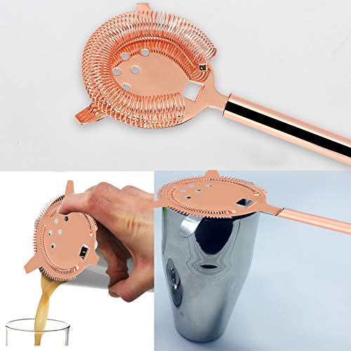 Cocktailzeef, barzeef, cocktail met stabiliserende tanden van roestvrij staal en veerspoel, Hawthorne zeef voor alle glazen en shakers, housewarming (roodgoud) - Image 6