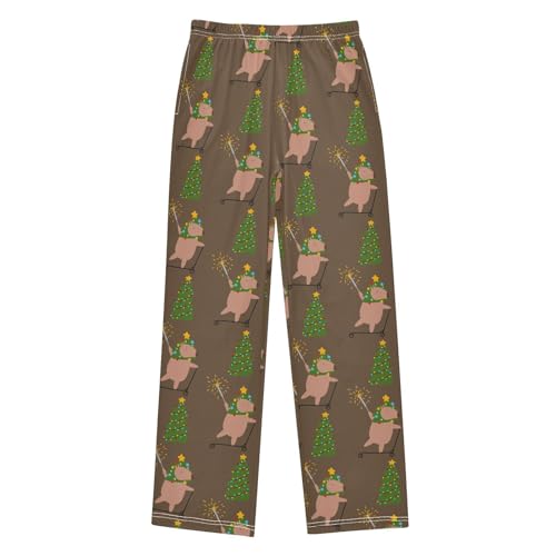 Boys' Pants Capybara Cute New Year Brown Long Bottoms Jogger Pants Elastic Waist Trousers with Pockets S-XL