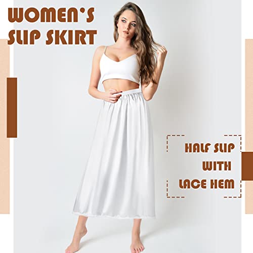 3 Pieces Half Slips for Women 3 Kinds of Length 19, 27, 35 Inch Slip Under Dress Satin Lace Long Skirt4