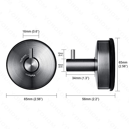 Image of YOHOM Suction Cup Hooks - Black Stainless Steel Window and Shower Towel Hooks - Holds 2 Pcs