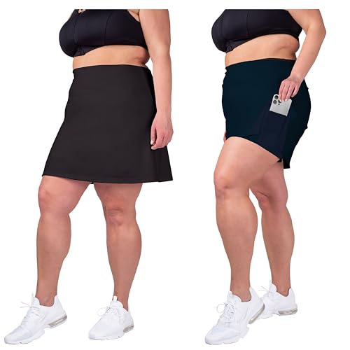 Inerzia 2 Pack Skorts Plus Size Skirts for Women High Waisted Active Skort Golf and Tennis Skirts for Women