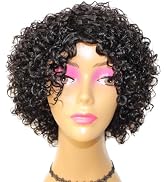 Velicoo Short Curly Wigs for Black Women Machine Made Glueless Wig 100% Brazilian Human Hair Wigs...