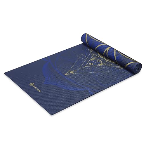 Gaiam Yogamatta, premiumtryck, vändbar, extra tjock, halkfri tränings- och fitnessmatta för alla typer av yoga, pilates och golvträning, metallisk...