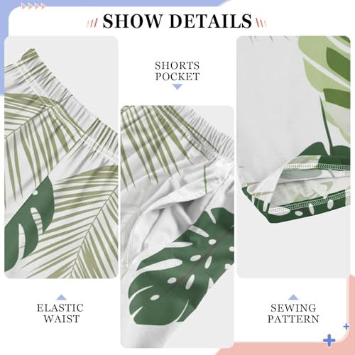 J JOYSAY Monstera Palm Fronds White Pajamas Pants Soft Long Pajama Bottoms Lounge Sleep Pants Size S-XL4