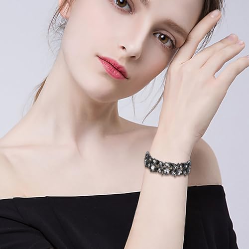 EVER FAITH Women's Wedding Party Jewelry Austrian Crystal 2 Layer Teardrop Stretch Bracelet for Her2