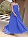 Myclotype Women's Plisse Dress Adjustable Spaghetti Strap Maxi Solid Party Wedding Guest Dresses Blue