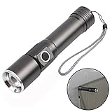 18650 Zoom Flashlight,Smartlife15 240LM Magnetic Mini LED Torch Adjustable Focus Zoom Light Lamp, 3 Modes Waterproof, Army-Gray (Flashlight Only)