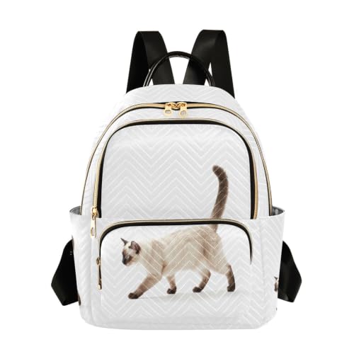 Sac à dos 2 grandes poches principales imprimé animal chat siamois medium décontracté
