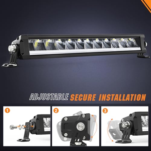 Nilight LED Light Bar with Amber DRL 15.5 Inch Single Row 60W 6650LM Anti-Glare Flood Spot Combo Offroad Driving Lights IP68 w/ 16AWG DT Wiring Kit for Pickup Truck SUV ATV UTV Boat 4x4 Jeep by Nilight - Image 8