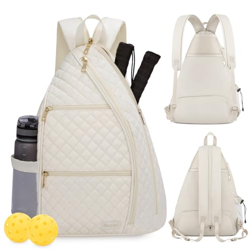 Sucipi Women's Pickleball Backpack - Quilted Crossbody Sling Bag for Tennis & Pickleball Paddle