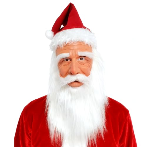PILUZEAT Weihnachten Weihnachtsmann Maske mit bart Latex für...