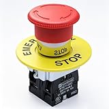 mxuteuk 2NC 22mm Emergency Stop Push Button Switch Red Mushroom Equipment e Stop Shut Off Switch AC 660V 10A HB2-BS544