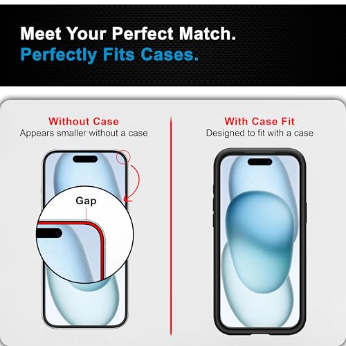 Image of CEDO Magic Box Tempered Glass for iPhone 15 | Dust & Bublle Free Installation Screen Protector with auto Alignment Tool | HD Clear Quality Tempered Glass with Easy Installation Kit (Black)