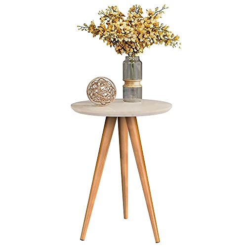 Mesa Apoio Redonda Classic Pés Palito Decorativa (Off White)