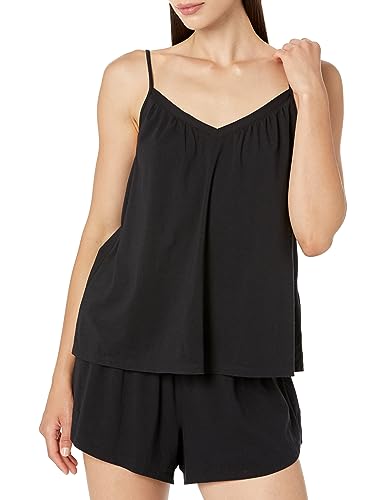 Amazon Essentials Women's Knit Jersey Cami Short Pajama Set, Black, X-Large
