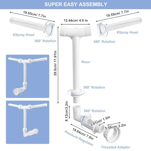 Pool Springbrunnen, Dual Spray Einstellbare Wasserbrunnen Pool Wasserfall mit Adapter Belüfte, Wasserfontäne für Garten Inground Pools, Pool Zubehör für Spa Kühles Warmes Wasser Temperaturen – Bild 5