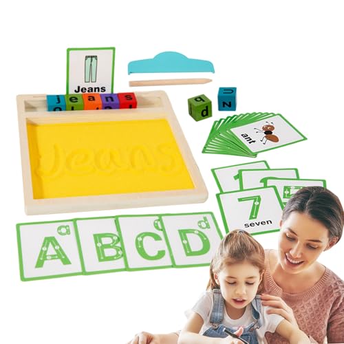 Bandeja de madera para bolígrafo de arena, juego de escritura, formación de letras, juguete para caja de arena | Accesorios educativos de escritura sensorial para hijo, hija, niños