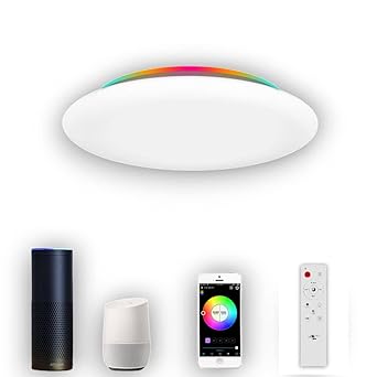 arcnics - 28W Smart LED Ceiling Light, Cool/Warm White + RGB(16M Colours) + Remote Control + WiFi Enabled - Compatible with Alexa, Google Assistant (White)