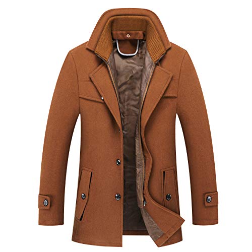 Image of Men's Classical Bussiness Style Single Breasted Plaid Wool Coat #00220237