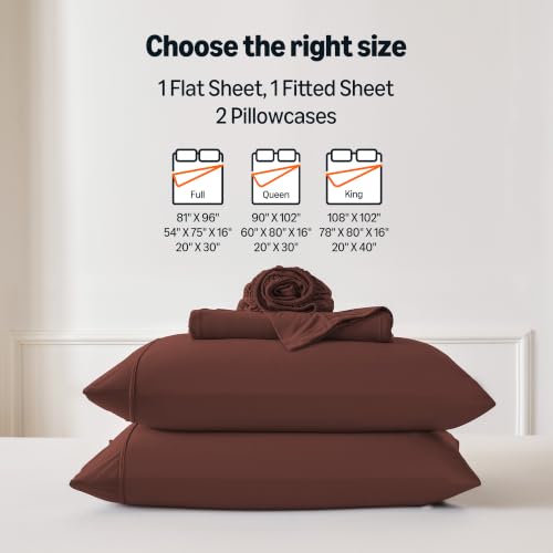 Image of Amazon Basics Jersey Knit 4-Piece Sheet Set, Wrinkle Resistant and Easy Fit, Includes 16 inch Deep Pocket Fitted Sheet, 1 Flat Sheet and 2 Pillowcases, Queen, Burgundy