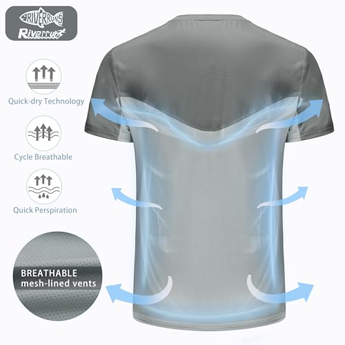 Riverruns Fishing T-Shirt Men’s UPF 50+ Sun Protection Fishing Shirt Short Sleeve Performance Tee #10064
