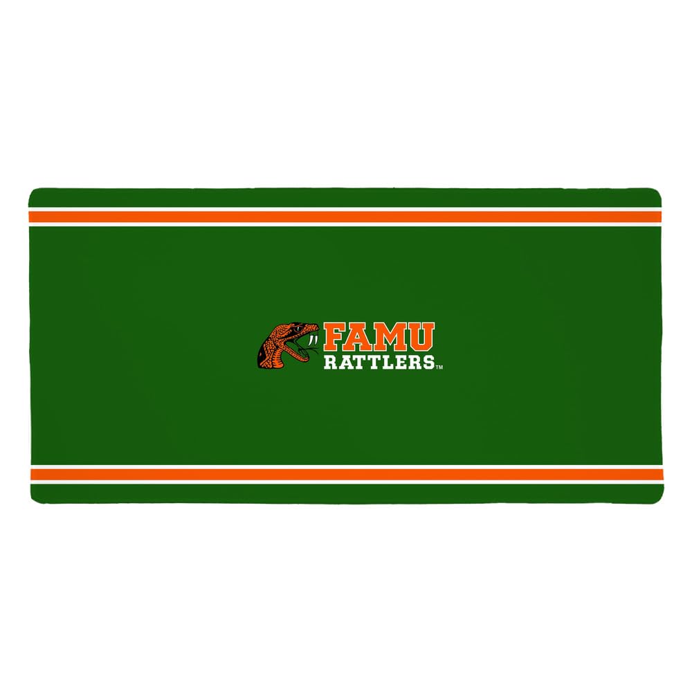 Florida A&M University FAMU Rattlers Primary Logo Stripes Large Gaming Mouse Pad Desk Mat with Stitched Edges, Non-Slip Base for Gamer, Home and