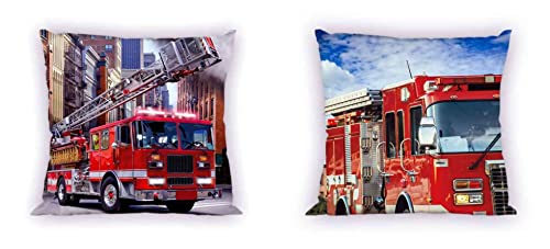 Housse de coussin motif camion de pompier 40 x 40 cm