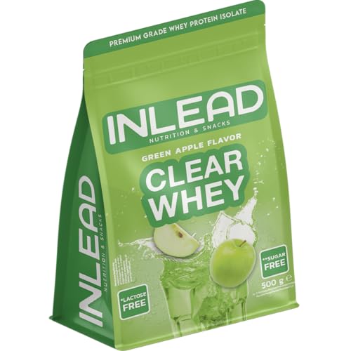INLEAD - Clear Whey Isolate | Unglaublich Leckere & Erfrischende Protein Limonade | Hochwertiges Molkenprotein-Isolat | Klarer Protein-Shake für den Muskelaufbau - 500g (Green Apple)