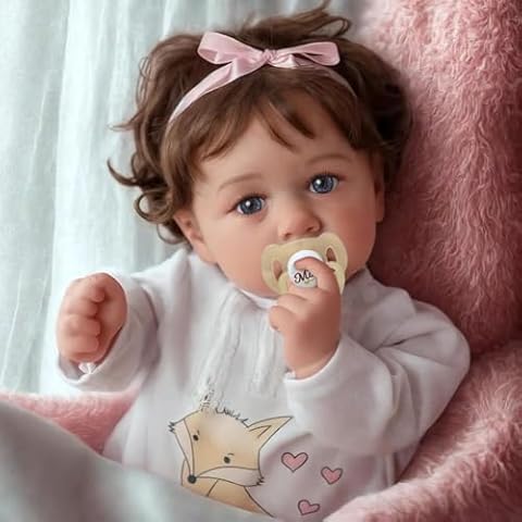 JIZHI Reborn Silicone Baby Doll with Blue Eyes Cover