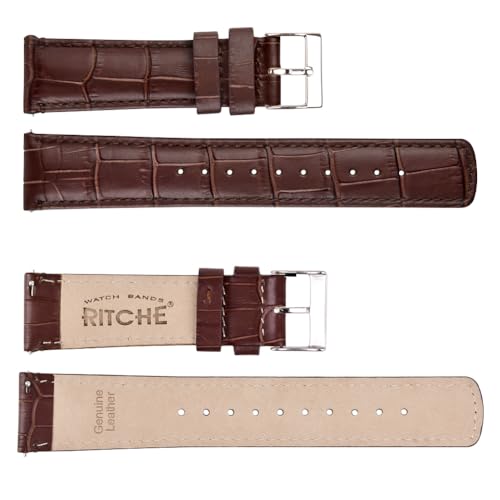 Image of Ritche Christmas Gift Quick Release Leather Watch Bands Genuine Leather Watch Strap for Samsung Galaxy Watch 6 Band Classic 43mm 47mm 40mm 44mm 18mm, 20mm or 22mm for Men and Women, White Elephant Gifts, Stocking Stuffers for Men