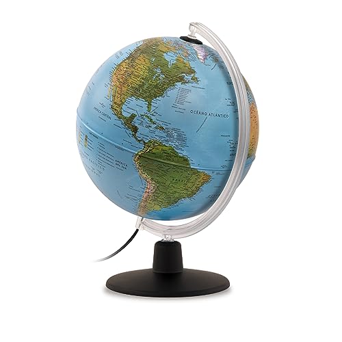 Tecnodidattica - GAIA 25 AR | Globo Terráqueo con Luz y Giratorio para Niños | Realidad Aumentada con Datos sobre Naturaleza y Cultura | Cartografía Física y Política | Diámetro de 25 cm I Español