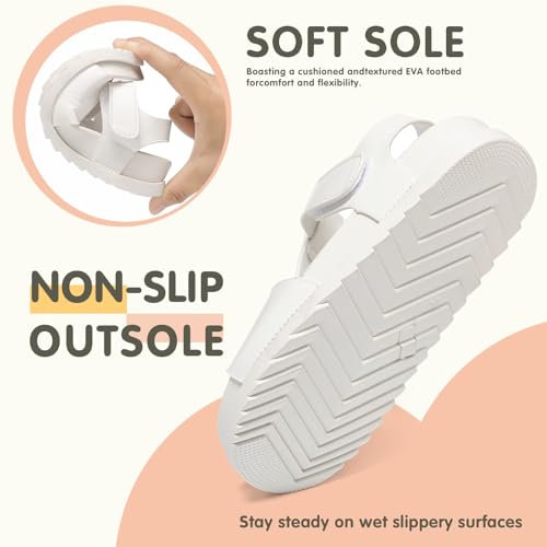 XTJSCBDSH Kids Sandals for Girls and Boys, Summer Soft Faux Leather Flat Shoes, Non-Slip Comfort Lightweight Beach Walking Sandals with Back Strap4