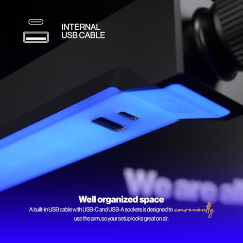 ENDORFY Broadcast Low Profile RGB Boom Arm, Premium Low Profile Microphone Smartphone and Light Arm with Cable - Image 3
