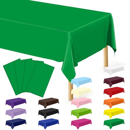 Image of 4 PCS Plastic Tablecloths for Rectangle Tables, 54 x 108 Inches Baptism Decorations, Waterproof and Leakproof Picnic Table Cover for Bachelorette Party, Colorful Tablecloth Adaptable to Every Table