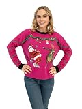 Blizzard Bay Womens 33 Degrees Long Sleeve, Crew Neck, Ugly Christmas Pullover Sweater, Pink, Medium-Large US