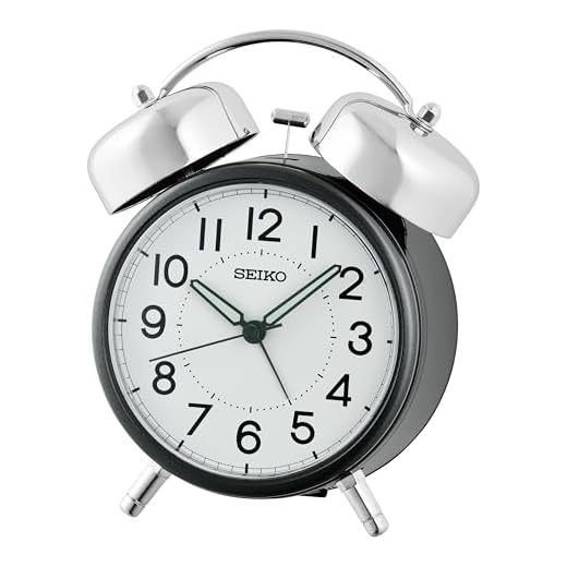 Seiko Retro Modern Bell Non Ticking Alarm Clock, Black
