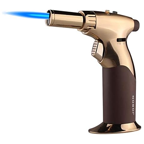 Kitchen Lighter Straight Jet Torch Lighters Windproof Refillable Inflatable Butane Gas Lighters for Hiking Camping Outdoor BBQ (Butane not included) (Gold) Cover
