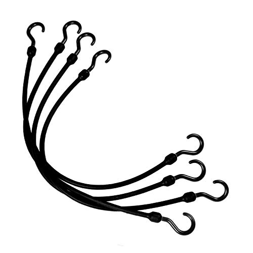 The Perfect Bungee 24 Inch Heavy Duty Polyurethane Bungee Cords, All Weather, All Temp, All Season - 4 Pack, Black - Made in The USA - Stretches Two Times Original Length